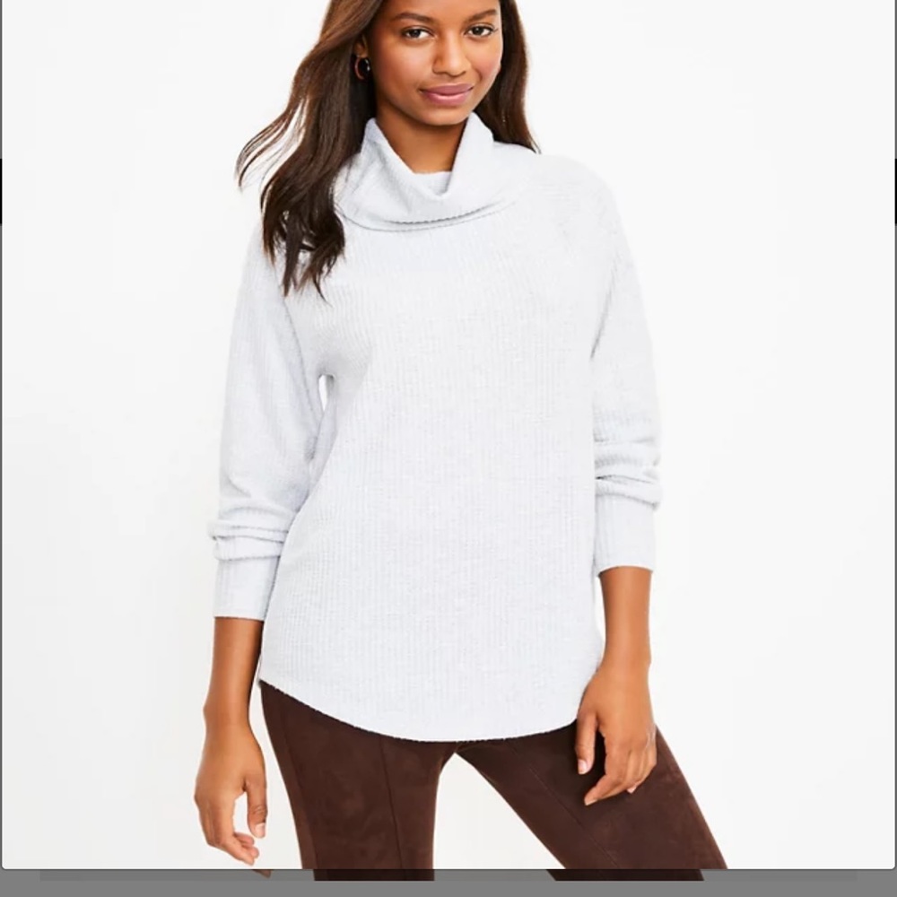Loft Cowl neck Waffle Shirt Size M